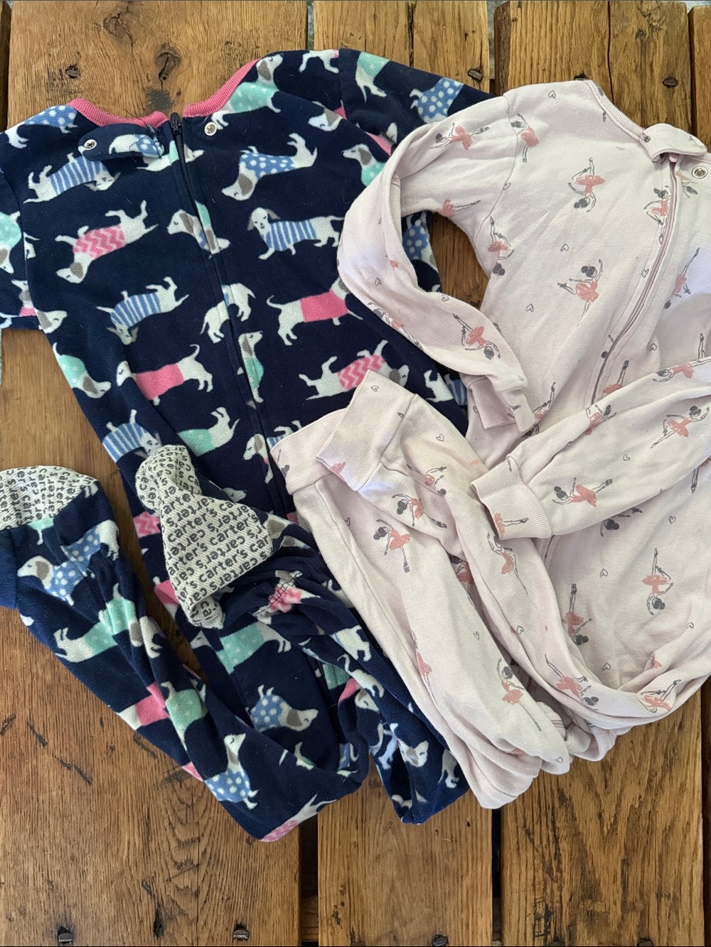 Carter's Navy Dog Print and Light Pink Ballerina Pajama Set